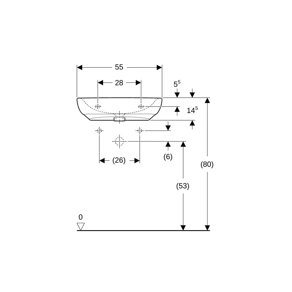 Geberit Renova Comfort Waschtisch barrierefrei, Breite 55cm, Tiefe 55cm, ohne Hahnlo... GEBERIT-500913001 4025410721983 (Abb. 8)
