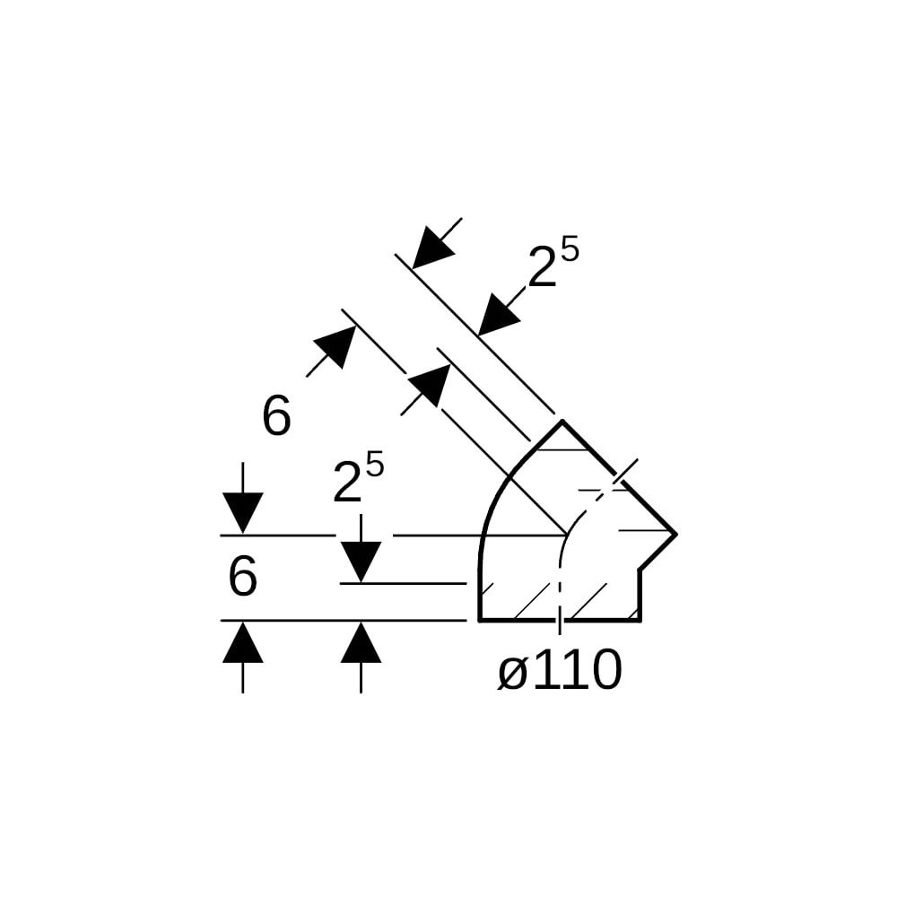Geberit PE Bogen 45 Grad, Außendurchmesser 110mm... GEBERIT-367045161 4025416030539 (Abb. 5)
