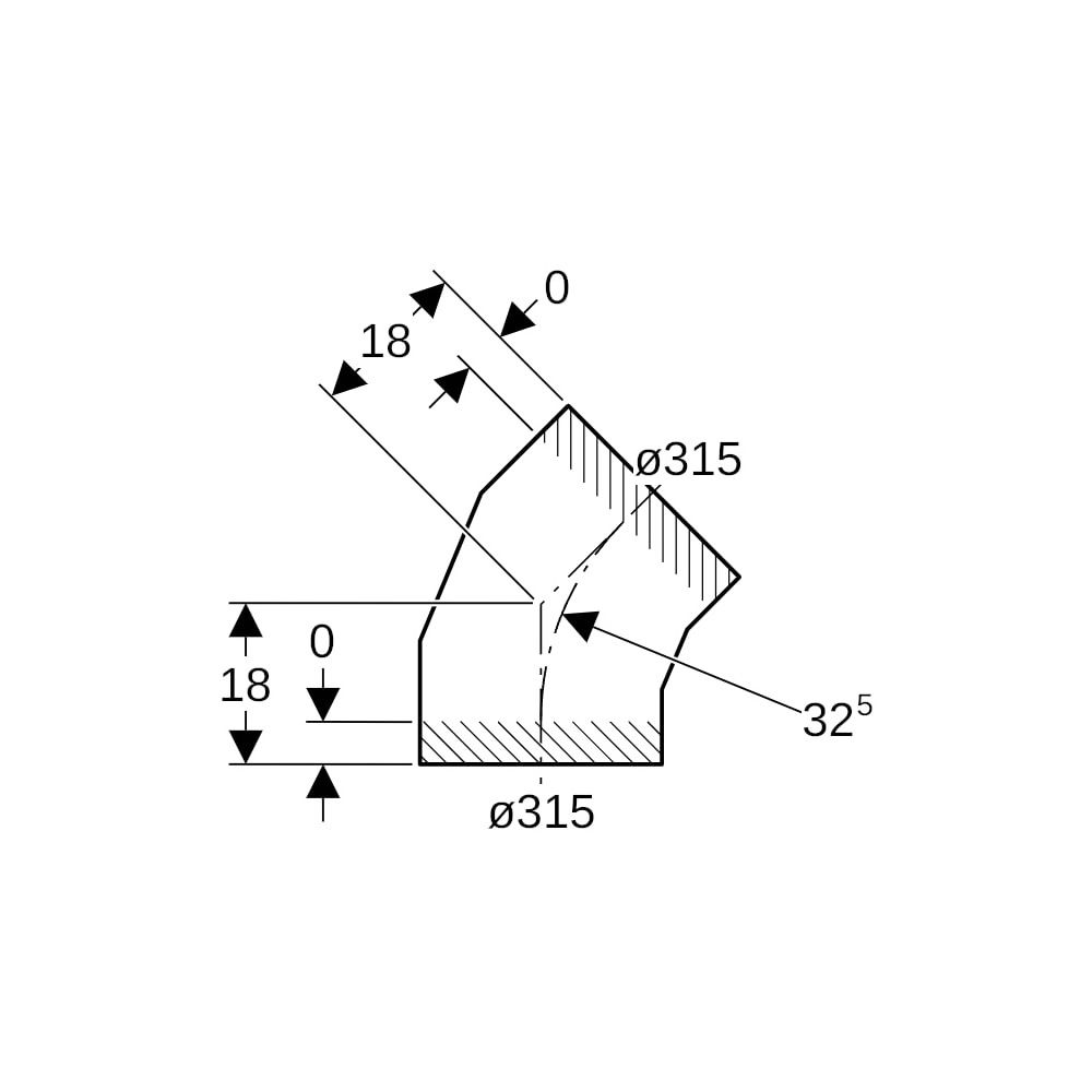 Geberit PE Segmentbogen 45 Grad, Außendurchmesser 315mm... GEBERIT-372045161 4025416036487 (Abb. 5)