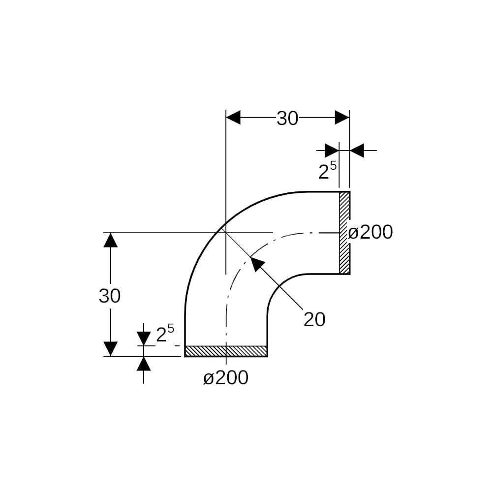 Geberit PE Segmentbogen 90 Grad, Außendurchmesser 200mm... GEBERIT-370055161 4025416035480 (Abb. 5)