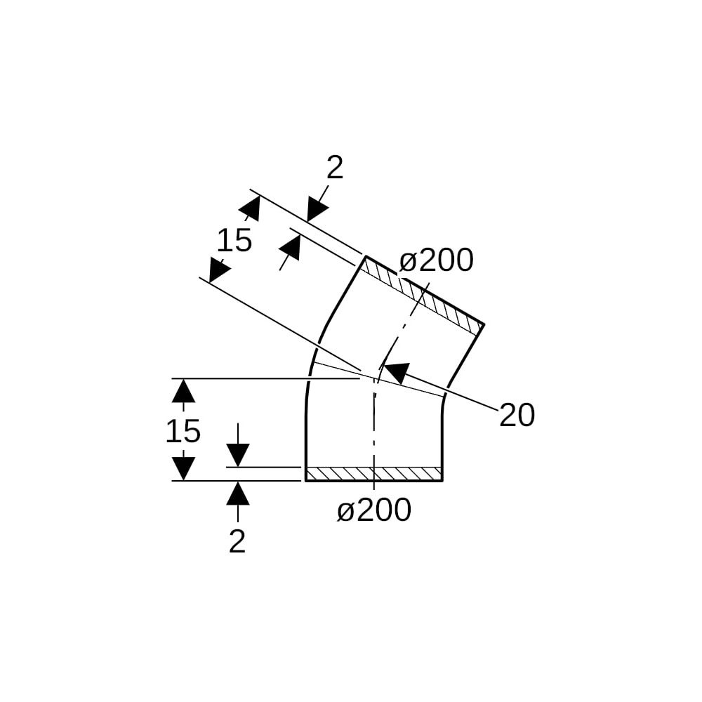 Geberit PE Segmentbogen 30 Grad, Außendurchmesser 200mm... GEBERIT-370030161 4025416035466 (Abb. 5)