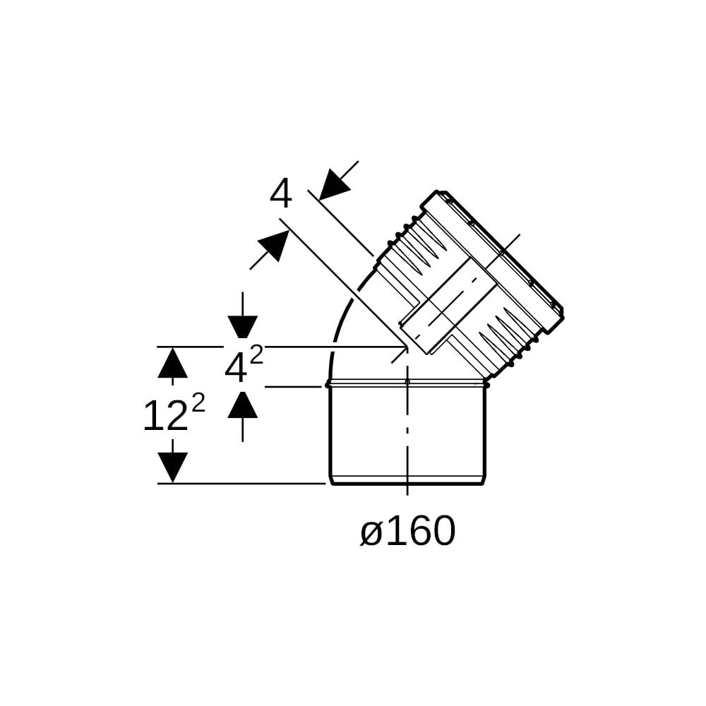 Geberit Silent-PP Bogen 45 Grad, Außendurchmesser 160mm... GEBERIT-390722141 4025416084099 (Abb. 5)