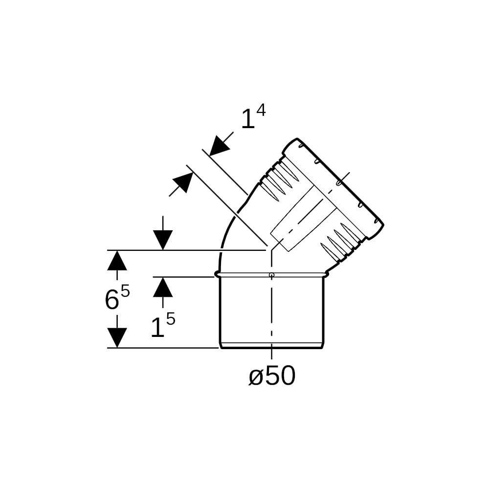Geberit Silent-Pro Bogen 45 Grad, Außendurchmesser 50mm... GEBERIT-393222141 4025416451884 (Abb. 5)