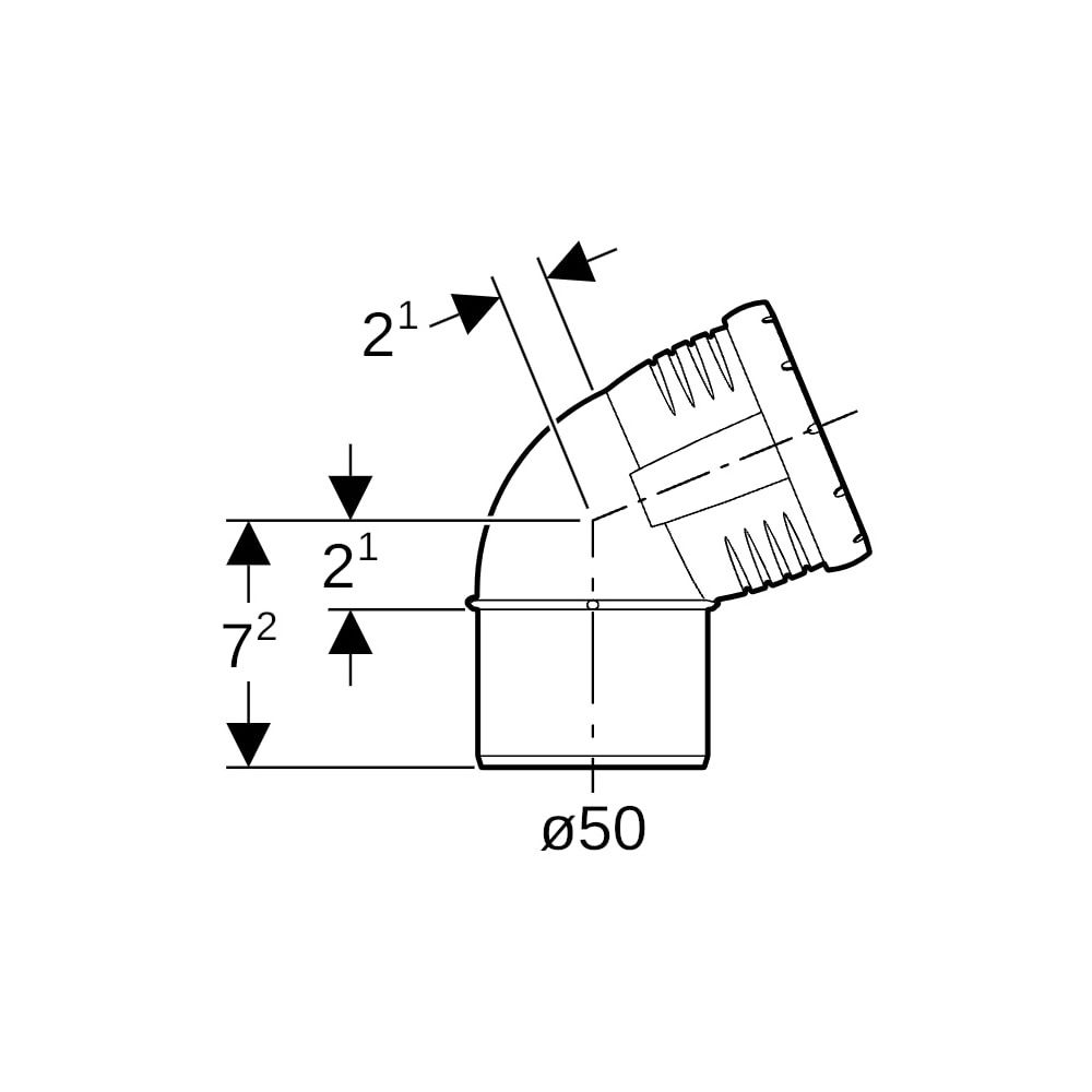 Geberit Silent-Pro Bogen 67,5 Grad, Außendurchmesser 50mm... GEBERIT-393223141 4025416452089 (Abb. 5)