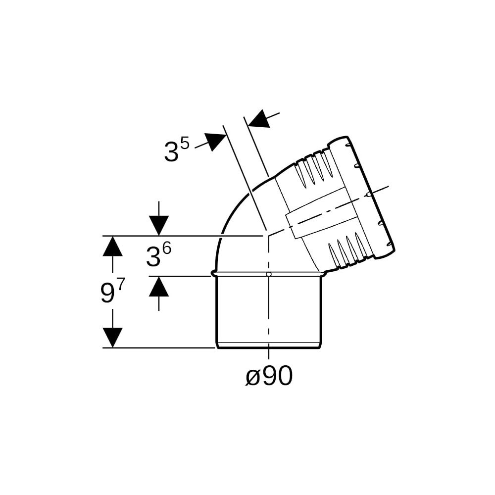 Geberit Silent-Pro Bogen 67,5 Grad, Außendurchmesser 90mm... GEBERIT-393423141 4025416452119 (Abb. 5)