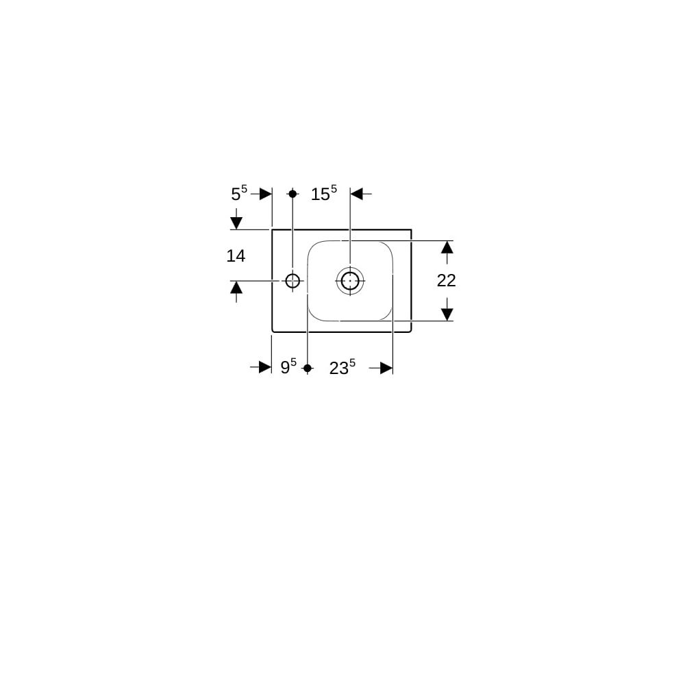 Geberit iCon Handwaschbecken, 38x13,5x28cm, Hahnloch links, ohne Überlauf, Weiß... GEBERIT-124836000 4022009306101 (Abb. 7)
