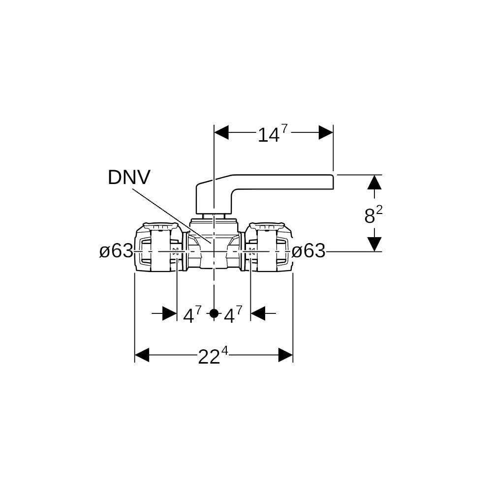 Geberit FlowFit Kugelhahn mit Betätigungshebel, CuZn21Si3P, D 63mm, 619856001... GEBERIT-619856001 4064746058370 (Abb. 4)