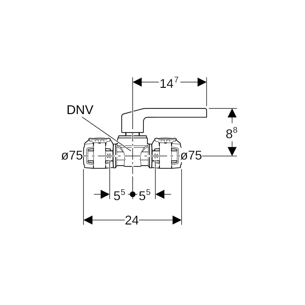 Geberit FlowFit Kugelhahn mit Betätigungshebel CuZn21Si3P, D 75mm, 619857001... GEBERIT-619857001 4064746058394 (Abb. 4)