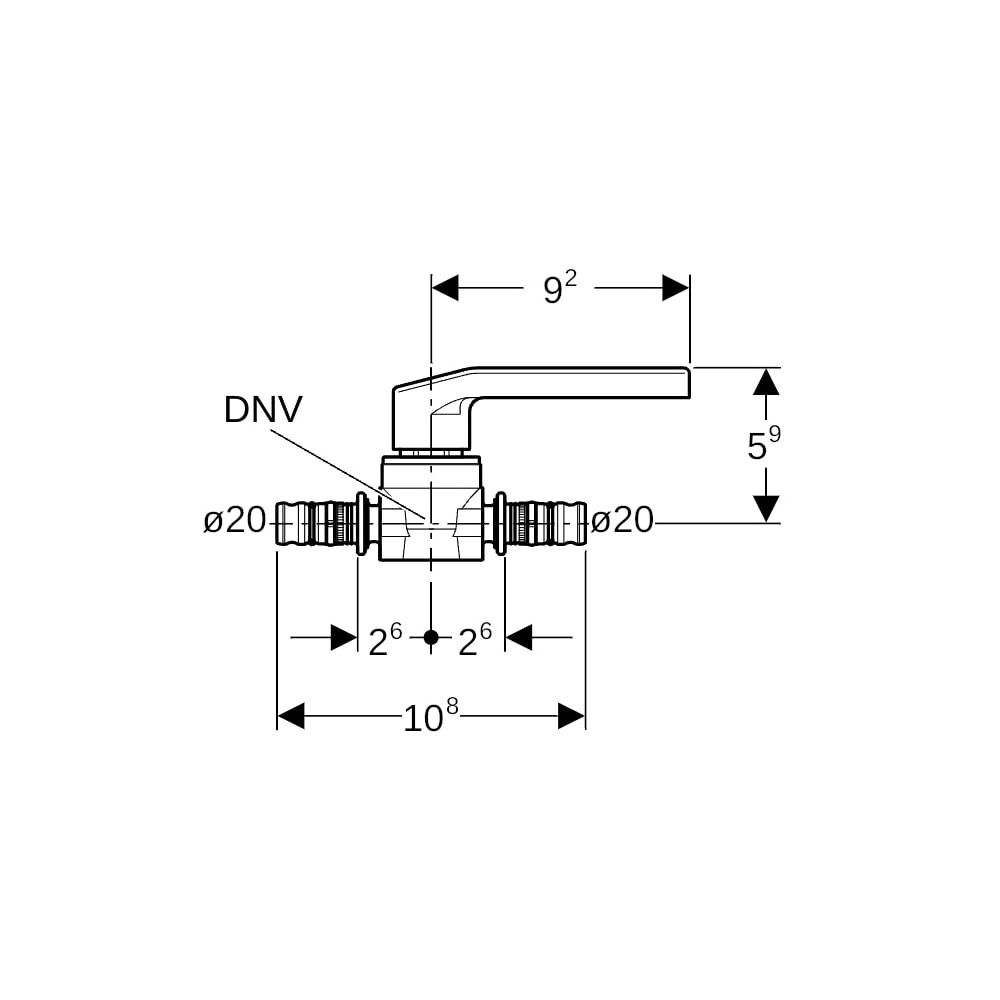 Geberit Mepla Kugelhahn mit Betätigungshebel, D 20mm, PN 10bar, Rotguss/Siliziumbron... GEBERIT-602020003 4064746065705 (Abb. 4)