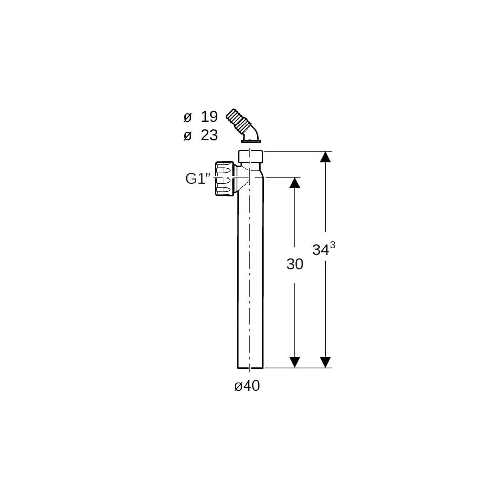 Geberit Anschlussbogen mit Schlauchanschluss Außendurchmesser 40mm d1 19/23mm, Alpin... GEBERIT-242101111 4025416861423 (Abb. 5)