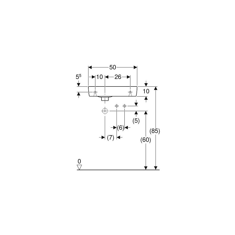 Geberit Renova Compact Handwaschbecken Ablagefl. o. verk. Ausladung 50x15x25cm Hahnl... GEBERIT-276250600 4022009329254 (Abb. 5)