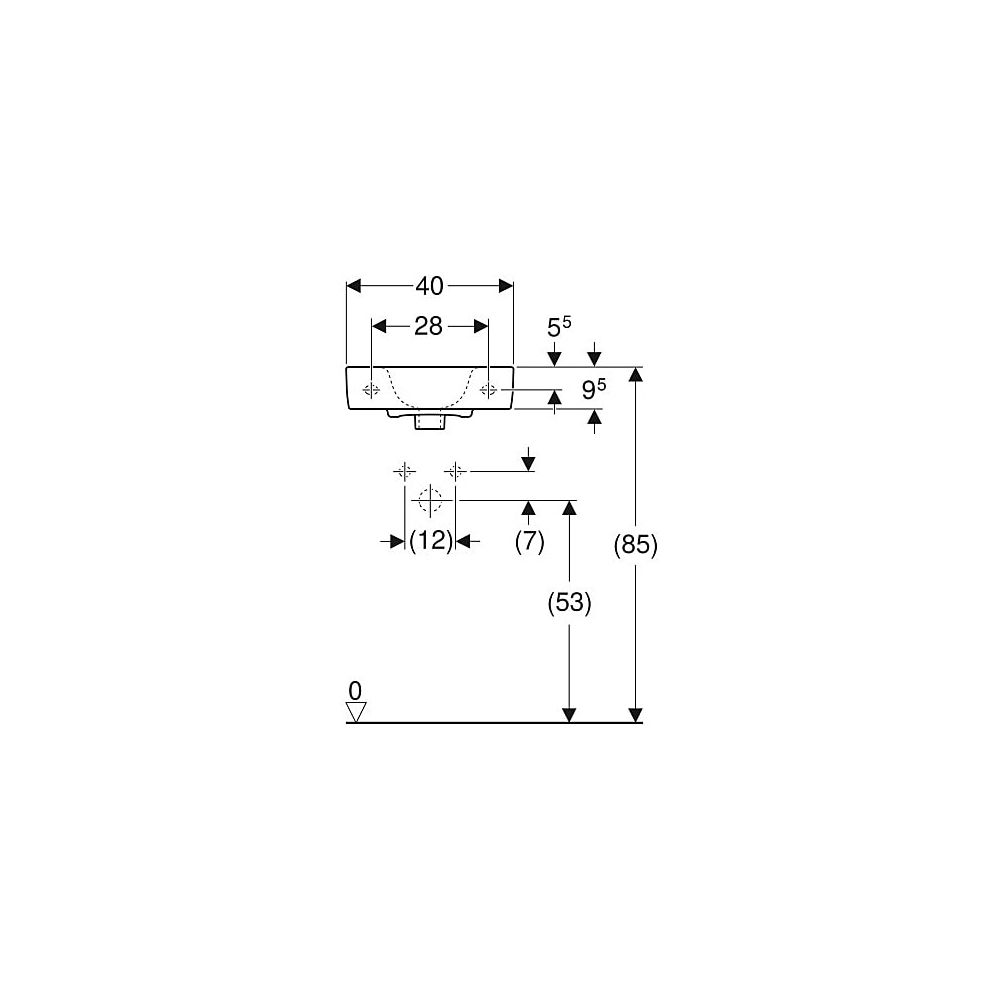 Geberit Renova Compact Handwaschbecken verkürzte Ausladung, mit Ablagefläche 40x15x2... GEBERIT-272141000 4022009273731 (Abb. 5)