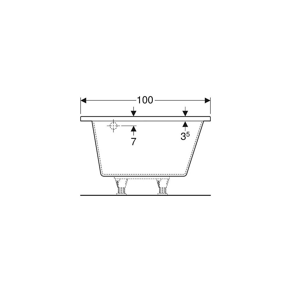 Geberit Renova asymmetrische Badewanne Länge 100cm, Breite 100cm, Abgang rechts... GEBERIT-657350000 4022009282139 (Abb. 6)