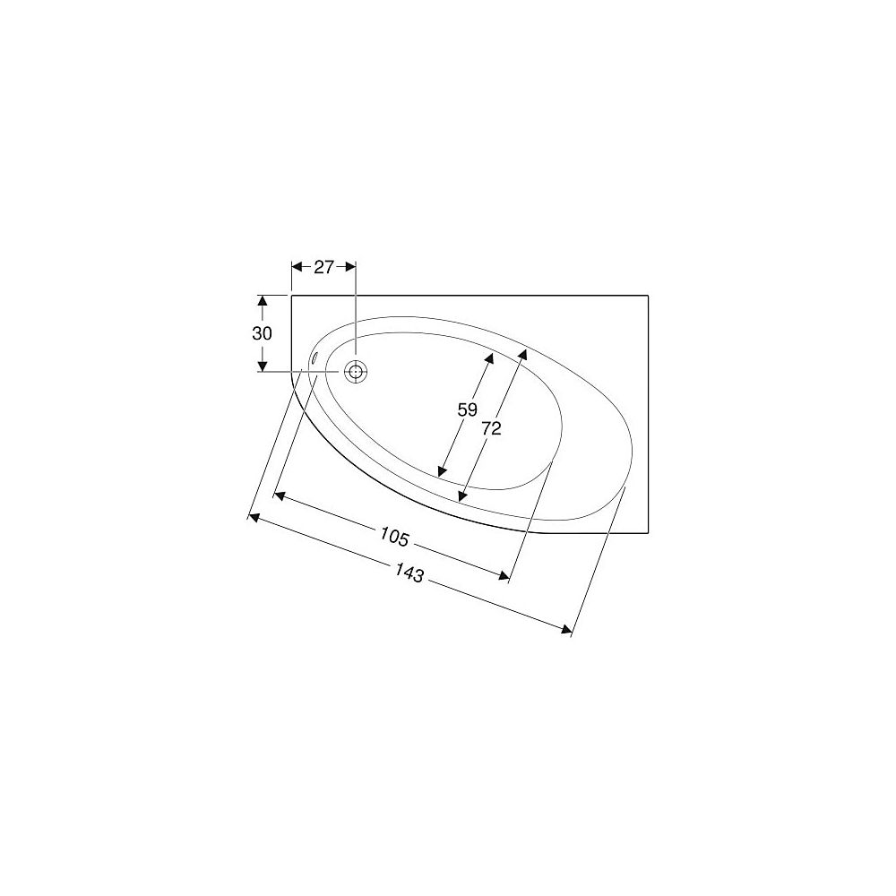 Geberit Renova asymmetrische Badewanne Länge 100cm, Breite 100cm, Abgang links... GEBERIT-657340000 4022009282054 (Abb. 4)