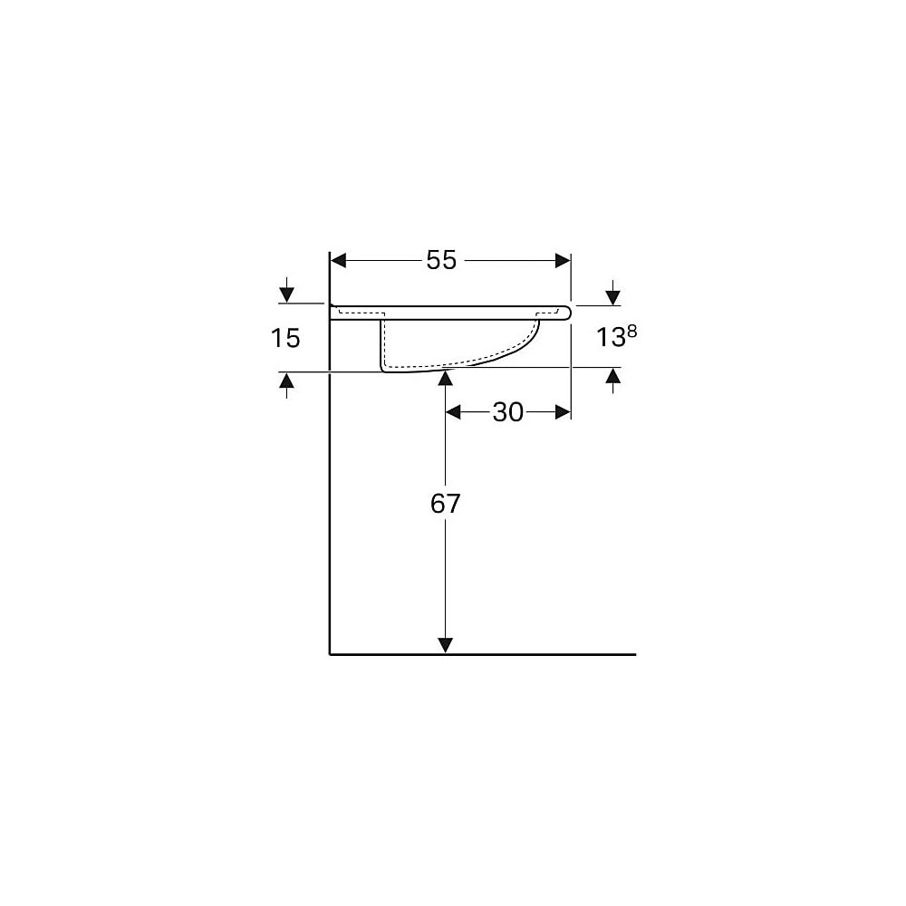 Geberit Vitalis Waschtisch barrierefrei, Breite 55cm, Tiefe 55cm, ohne Hahnloch, Übe... GEBERIT-221556600 4022009242188 (Abb. 6)