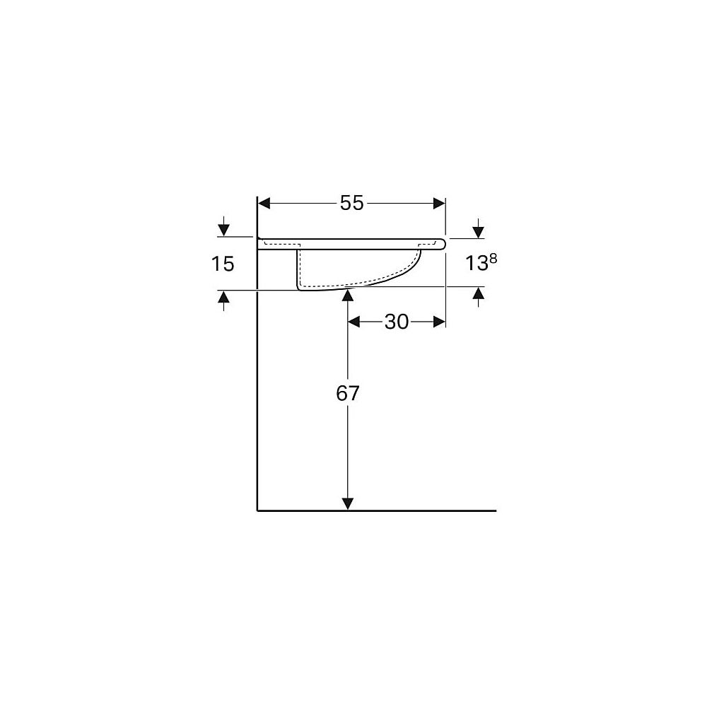Geberit Vitalis Waschtisch barrierefrei, Breite 55cm, Tiefe 55cm, ohne Hahnloch, ohn... GEBERIT-221555000 4022009025545 (Abb. 6)