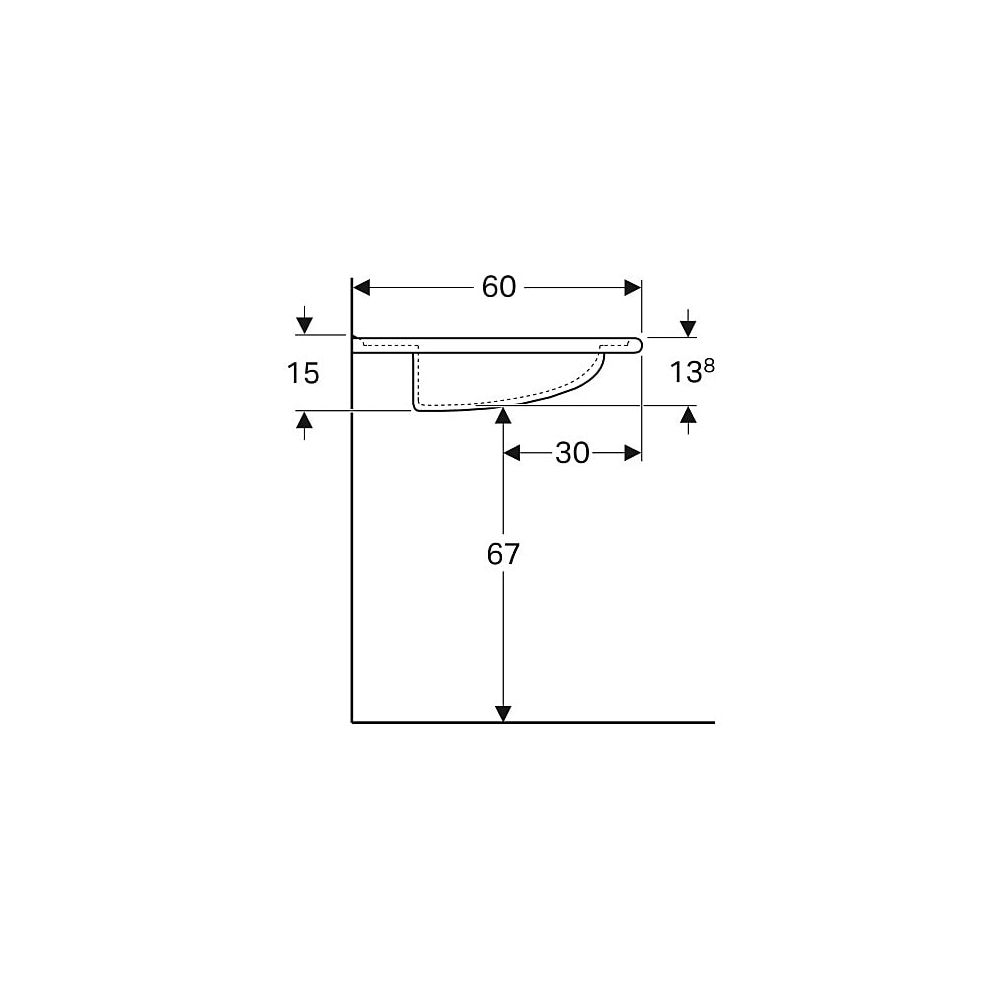Geberit Vitalis Waschtisch barrierefrei, Breite 65cm, Tiefe 60cm, ohne Hahnloch, Übe... GEBERIT-121765000 4022009171143 (Abb. 6)