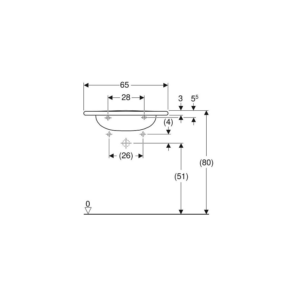 Geberit Vitalis Waschtisch barrierefrei, Breite 65cm, Tiefe 60cm, ohne Hahnloch, ohn... GEBERIT-121565000 4022009137545 (Abb. 5)