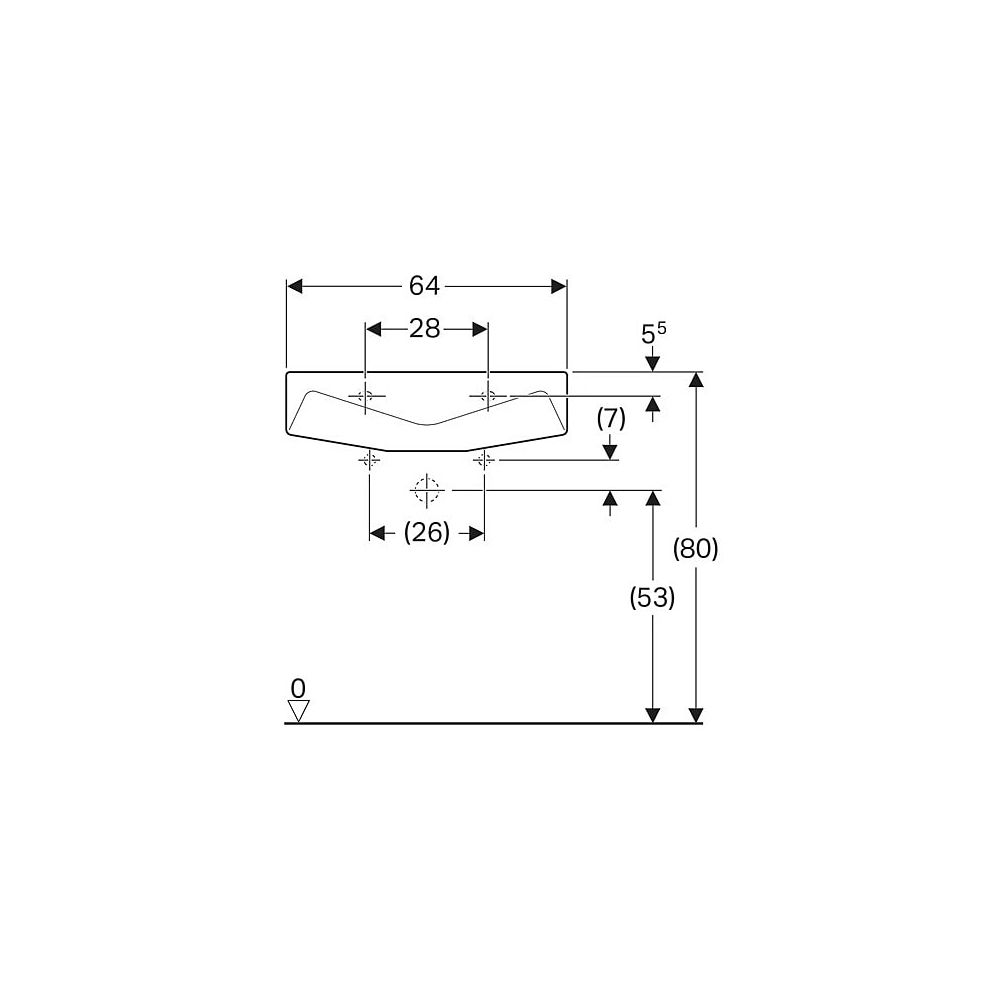Geberit Paracelsus Waschtisch, Breite 64cm, Tiefe 49cm, ohne Hahnloch, ohne Überlauf... GEBERIT-251060600 4022009221749 (Abb. 5)