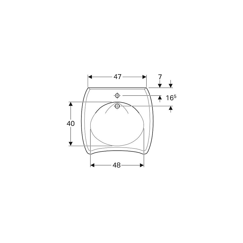 Geberit Vitalis Waschtisch barrierefrei, Breite 65cm, Tiefe 60cm, Hahnloch mittig, Ü... GEBERIT-121766000 4022009204049 (Abb. 4)