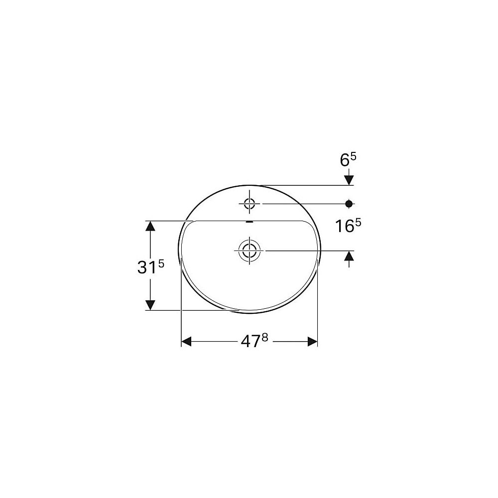 Geberit VariForm Einbauwaschtisch, oval mit Hahnlochbank, Breite 50cm, Tiefe 45cm, m... GEBERIT-500713002 4025416302179 (Abb. 4)