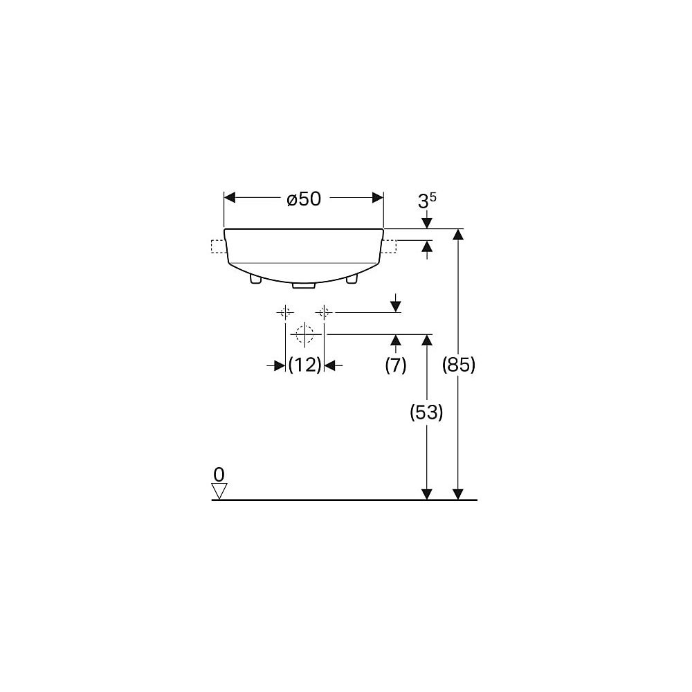 Geberit VariForm Halbeinbauwaschtisch rund Durchmesser 50cm, Hahnloch mittig, Überla... GEBERIT-500782012 4025416690641 (Abb. 5)