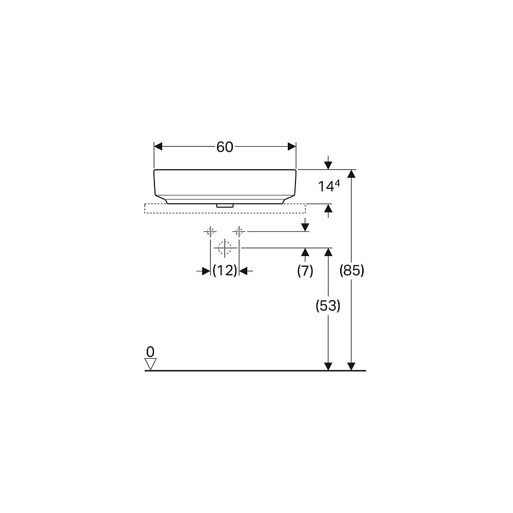 Geberit VariForm Aufsatzwaschtisch rechteckig, Hahnlochbank, B 60cm T 45cm Hahnloch ... GEBERIT-500781002 4025416303152 (Abb. 5)