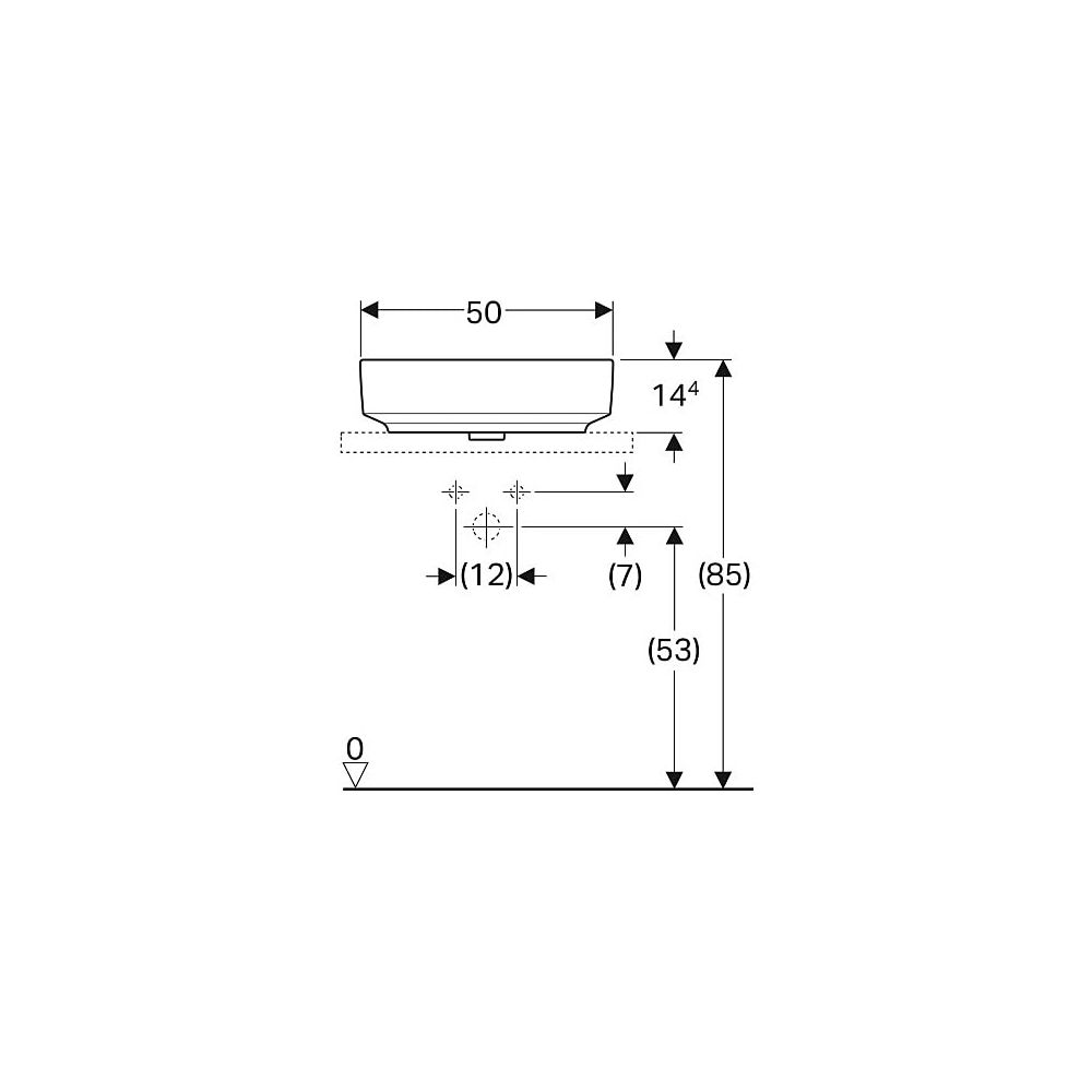 Geberit VariForm Aufsatzwaschtisch, elliptisch, Hahnlochbank, B 50cm T 40cm Hahnloch... GEBERIT-500776002 4025416303084 (Abb. 5)