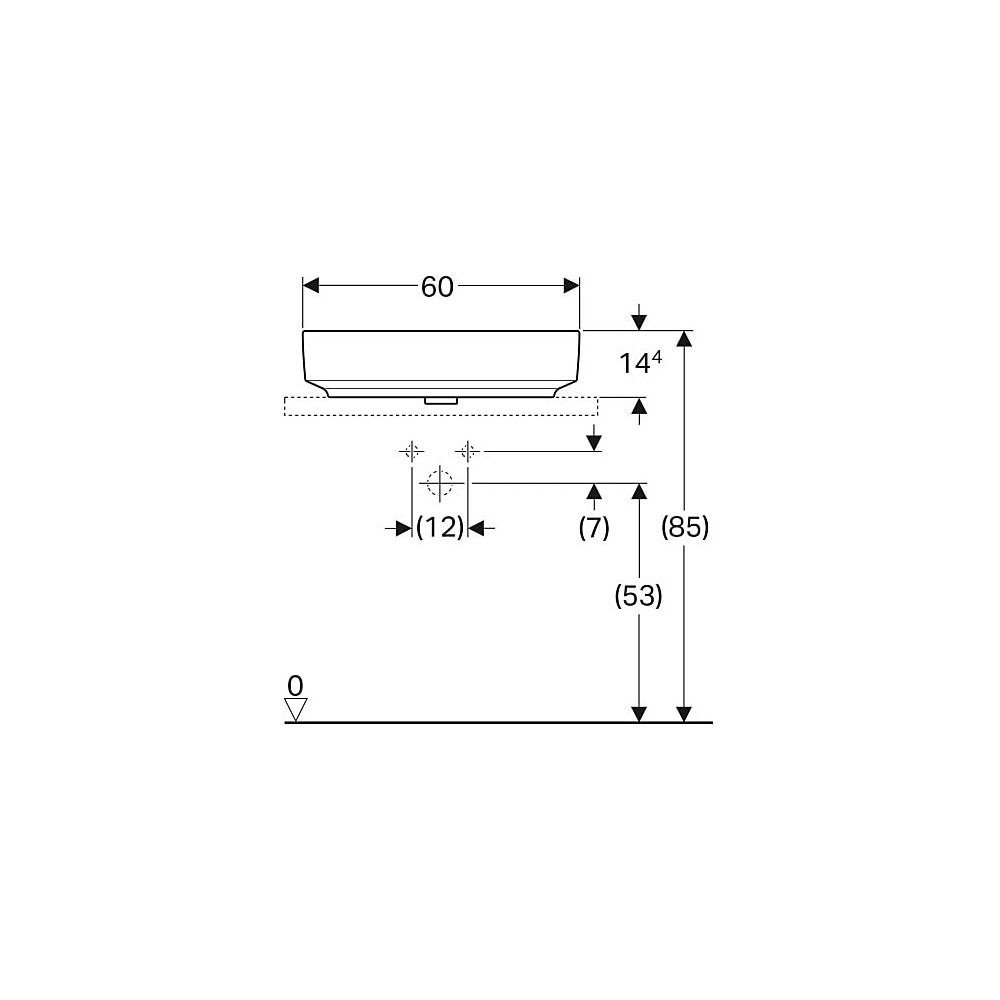 Geberit VariForm Aufsatzwaschtisch, oval, Hahnlochbank, B 60cm T 45cm Hahnloch mitti... GEBERIT-500772002 4025416303022 (Abb. 5)