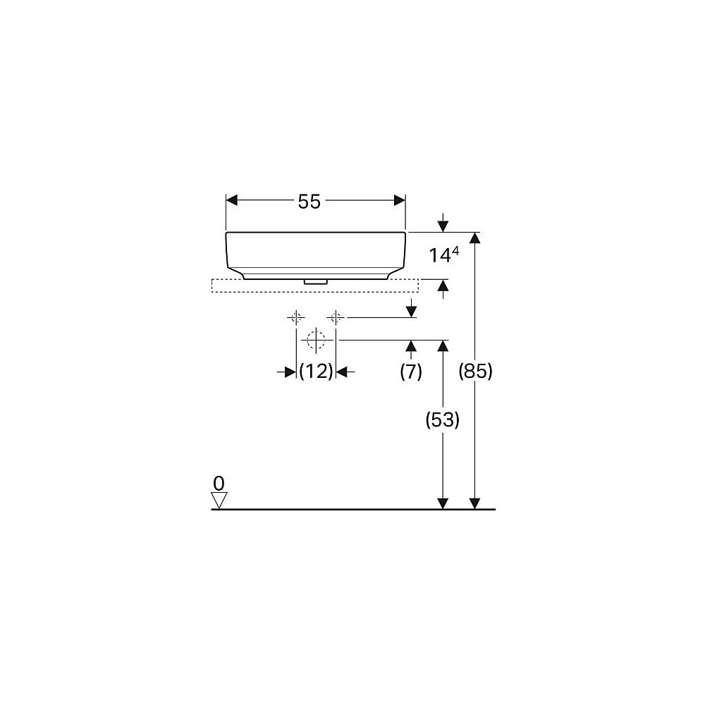 Geberit VariForm Aufsatzwaschtisch, oval, Breite 55cm, Tiefe 40cm, ohne Hahnloch, oh... GEBERIT-500771012 4025416684053 (Abb. 5)
