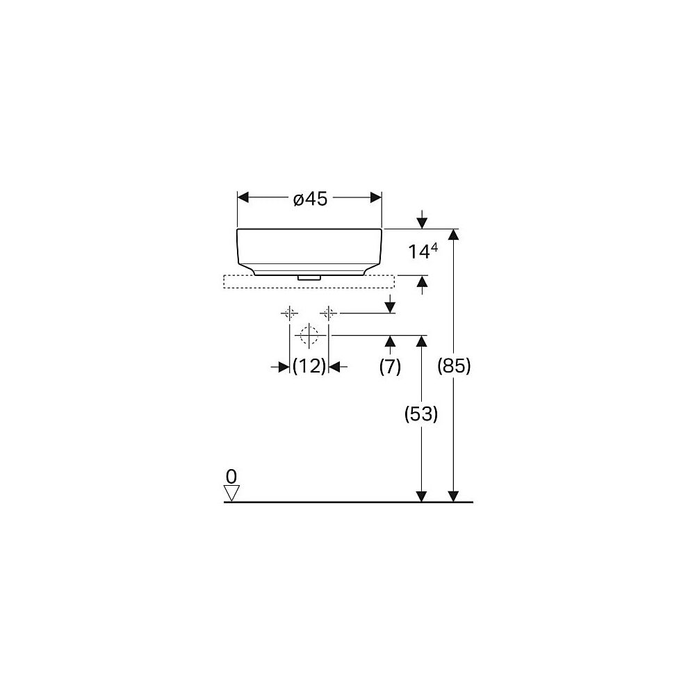 Geberit VariForm Aufsatzwaschtisch rund, mit Hahnlochbank Durchmesser 45cm, Hahnloch... GEBERIT-500769002 4025416302988 (Abb. 5)