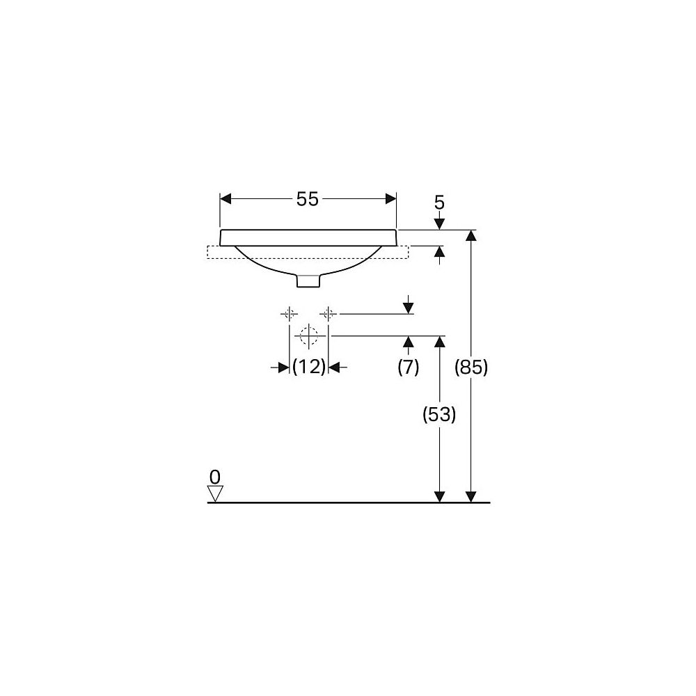 Geberit VariForm Einbauwaschtisch, rechteckig Breite 55cm, Tiefe 40cm, ohne Hahnloch... GEBERIT-500737002 4025416302513 (Abb. 4)