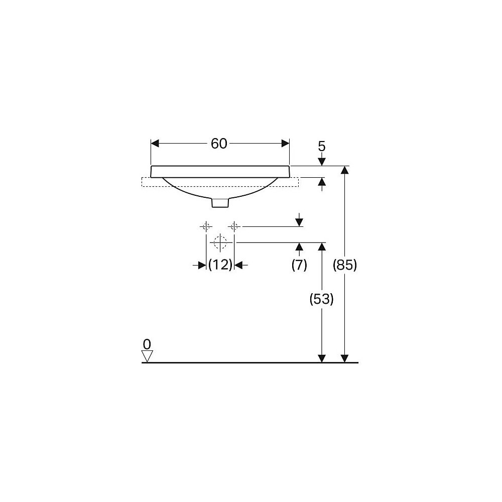 Geberit VariForm Einbauwaschtisch, elliptisch mit Hahnlochbank, Breite 60cm, Tiefe 4... GEBERIT-500735002 4025416302483 (Abb. 5)