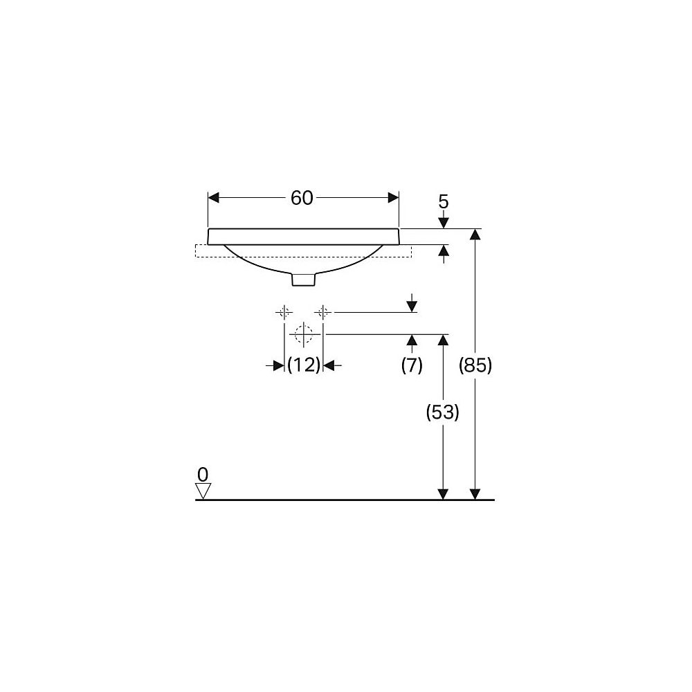 Geberit VariForm Einbauwaschtisch, elliptisch Breite 60cm, Tiefe 40cm, ohne Hahnloch... GEBERIT-500731002 4025416302438 (Abb. 5)