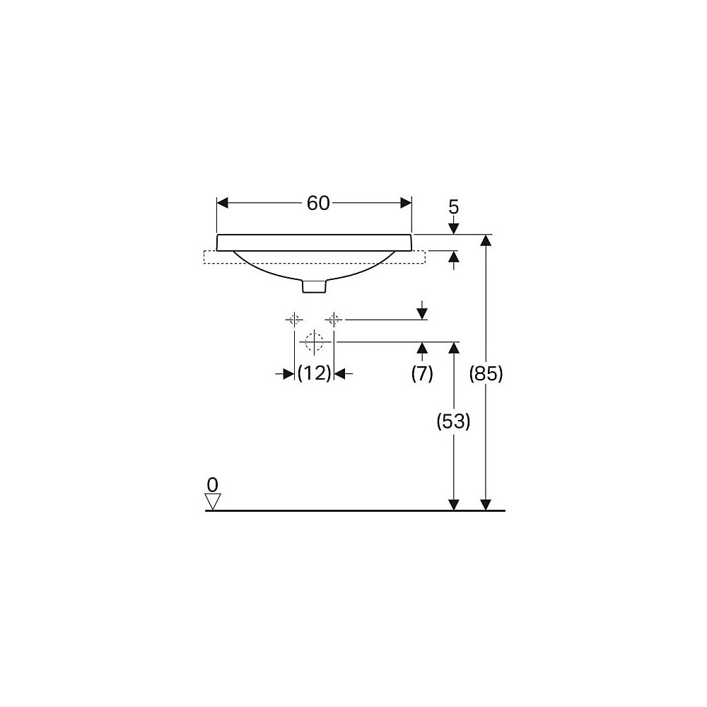 Geberit VariForm Einbauwaschtisch, oval mit Hahnlochbank, Breite 60cm, Tiefe 48cm, o... GEBERIT-500727002 4025416302377 (Abb. 5)