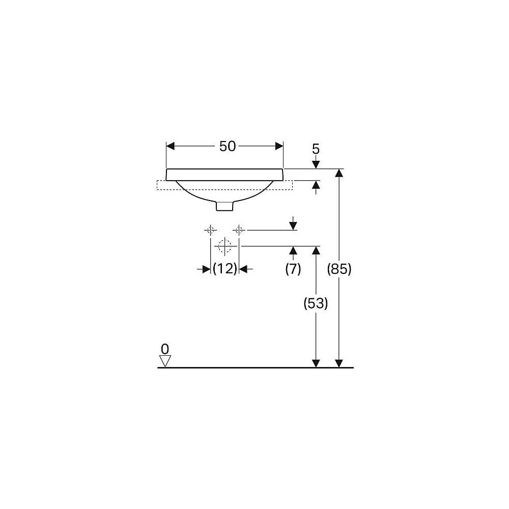 Geberit VariForm Einbauwaschtisch, oval, mit Hahnlochbank, Breite 50cm, Tiefe 45cm, ... GEBERIT-500715012 4025416833925 (Abb. 5)