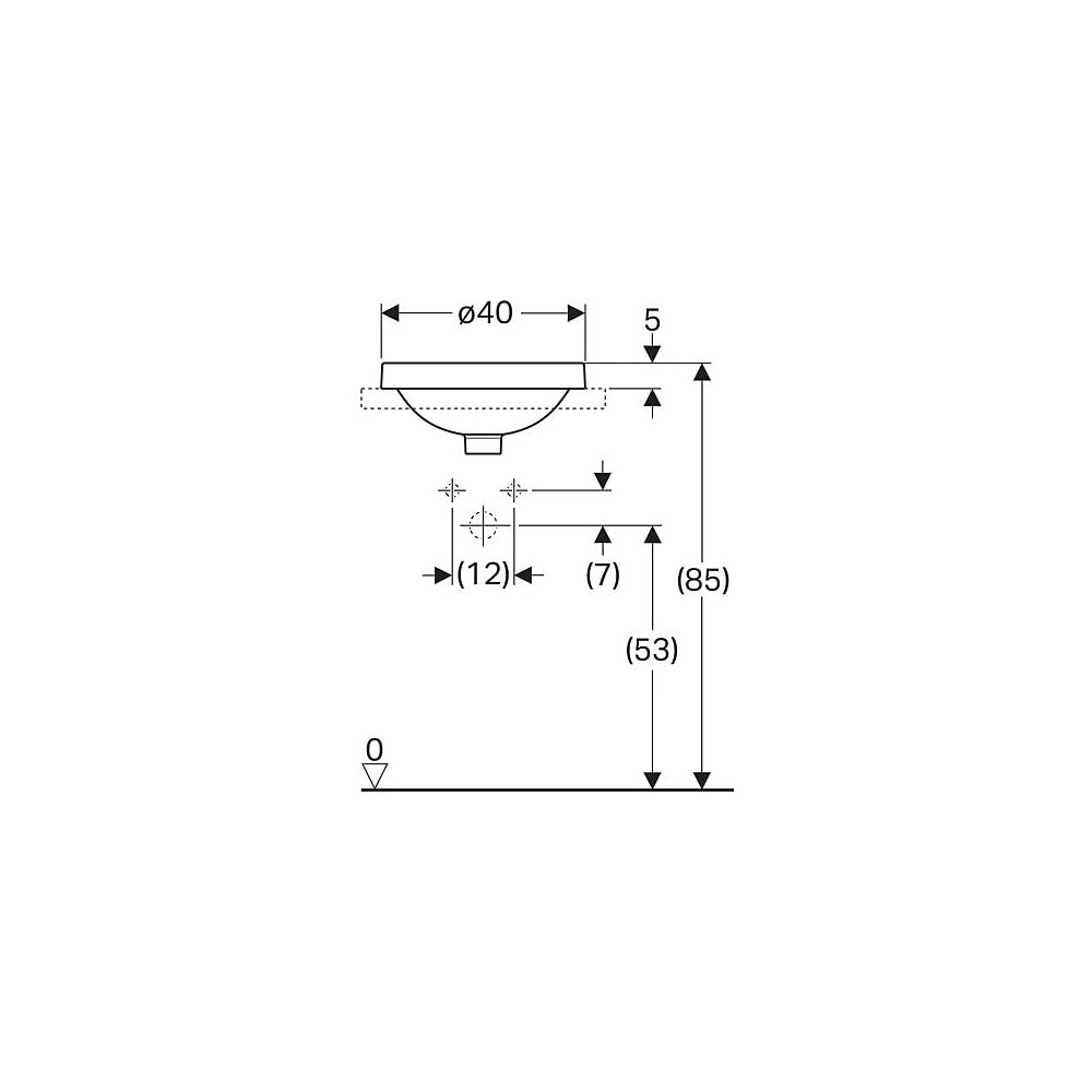 Geberit VariForm Einbauwaschtisch, rund Durchmesser 40cm, ohne Hahnloch, mit Überlau... GEBERIT-500701002 4025416301998 (Abb. 5)