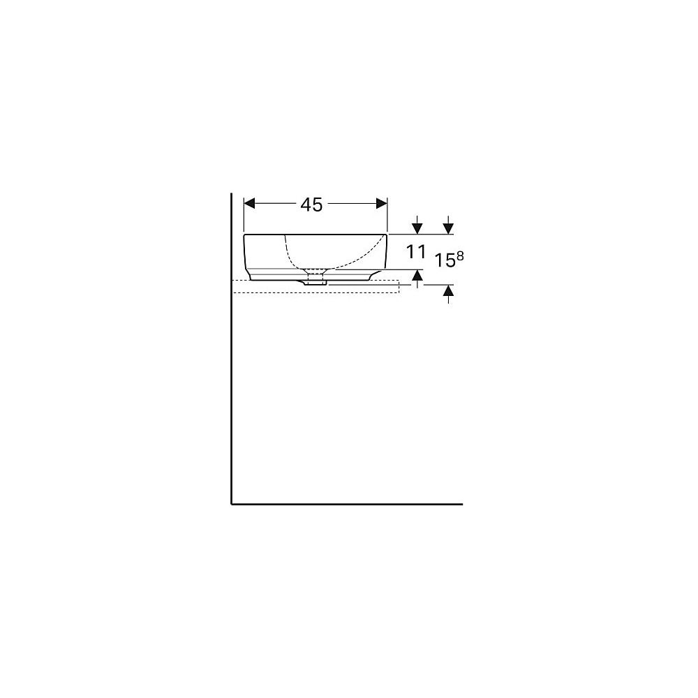 Geberit VariForm Aufsatzwaschtisch rechteckig, Hahnlochbank, B 60cm T 45cm Hahnloch ... GEBERIT-500781002 4025416303152 (Abb. 6)