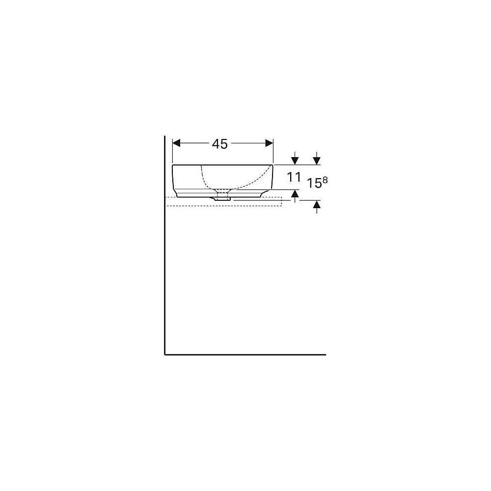 Geberit VariForm Aufsatzwaschtisch, elliptisch, Hahnlochbank, B 60cm T 45cm Hahnloch... GEBERIT-500778002 4025416303114 (Abb. 6)