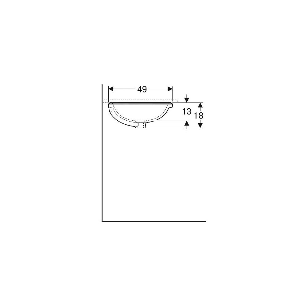 Geberit VariForm Unterbauwaschtisch elliptisch Tiefe 49cm, ohne Hahnloch, ohne Überl... GEBERIT-500759012 4025416678014 (Abb. 6)