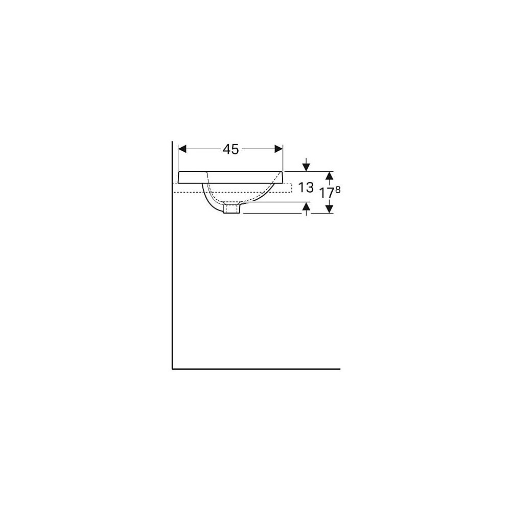 Geberit VariForm Einbauwaschtisch rechteckig, Hahnlochbank, Breite 55cm, Tiefe 45cm,... GEBERIT-500743012 4025416691617 (Abb. 6)