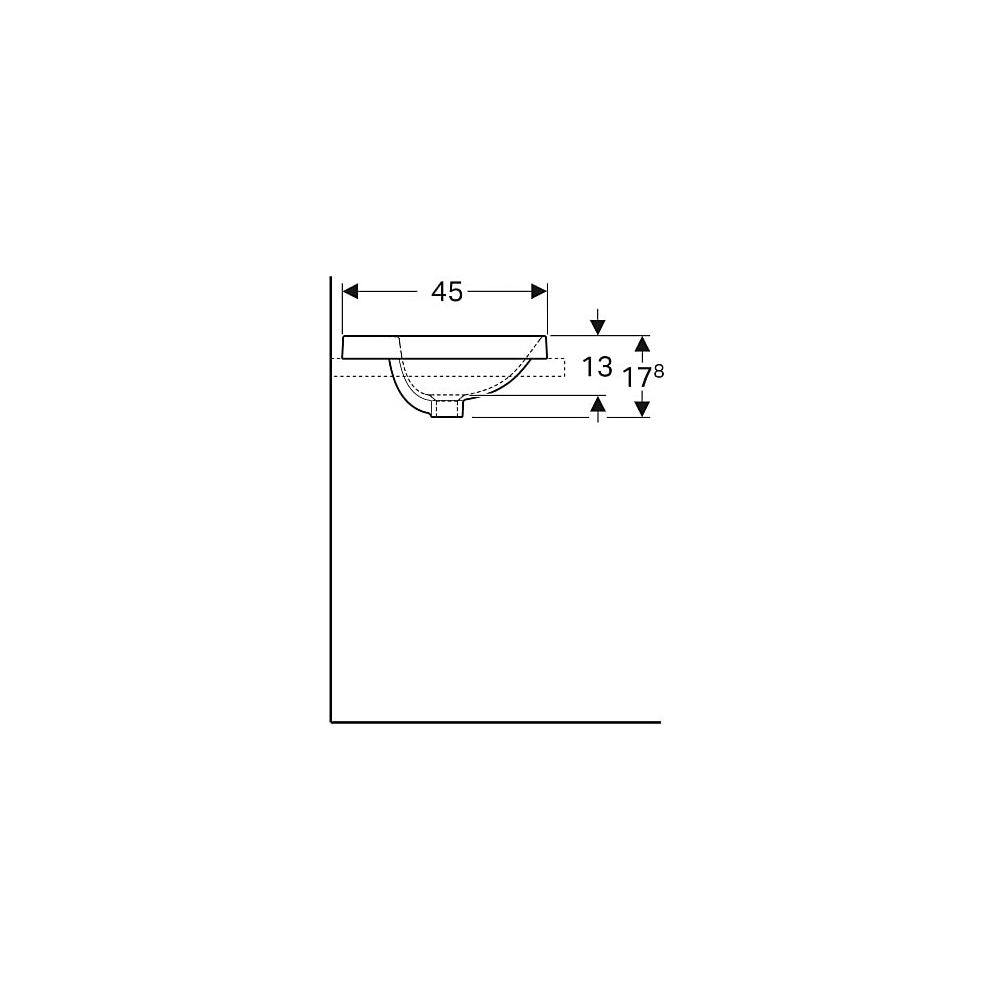 Geberit VariForm Einbauwaschtisch, oval, mit Hahnlochbank, Breite 50cm, Tiefe 45cm, ... GEBERIT-500715012 4025416833925 (Abb. 6)