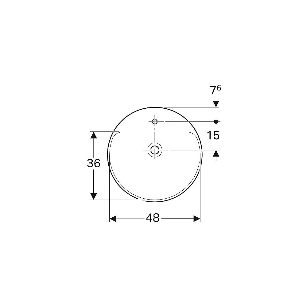Geberit VariForm Halbeinbauwaschtisch rund Durchmesser 50cm, Hahnloch mittig, Überla... GEBERIT-500782012 4025416690641 (Abb. 4)