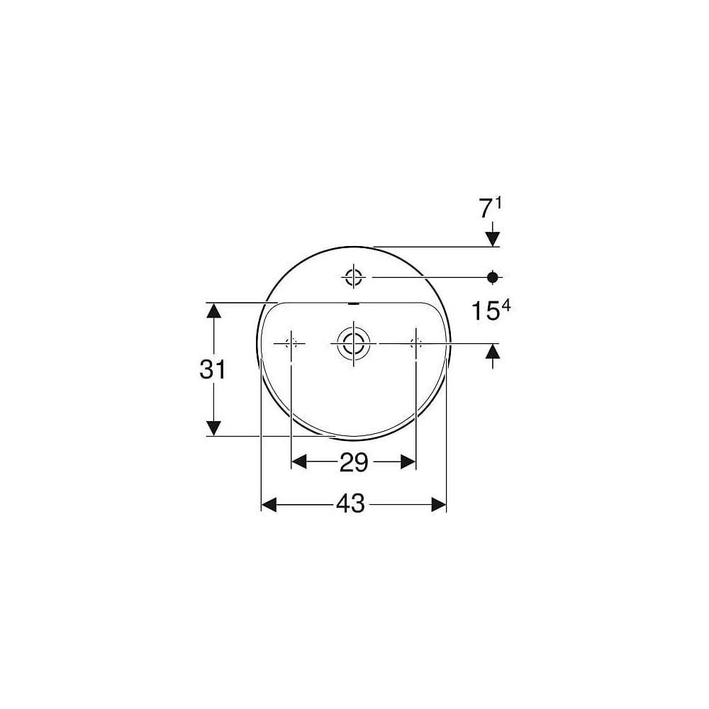 Geberit VariForm Aufsatzwaschtisch rund, mit Hahnlochbank Durchmesser 45cm, Hahnloch... GEBERIT-500769002 4025416302988 (Abb. 4)