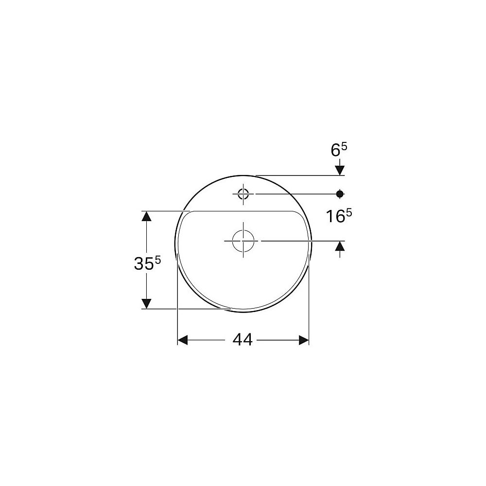 Geberit VariForm Einbauwaschtisch rund, mit Hahnlochbank Durchmesser 48cm, Hahnloch ... GEBERIT-500707012 4025416828587 (Abb. 4)