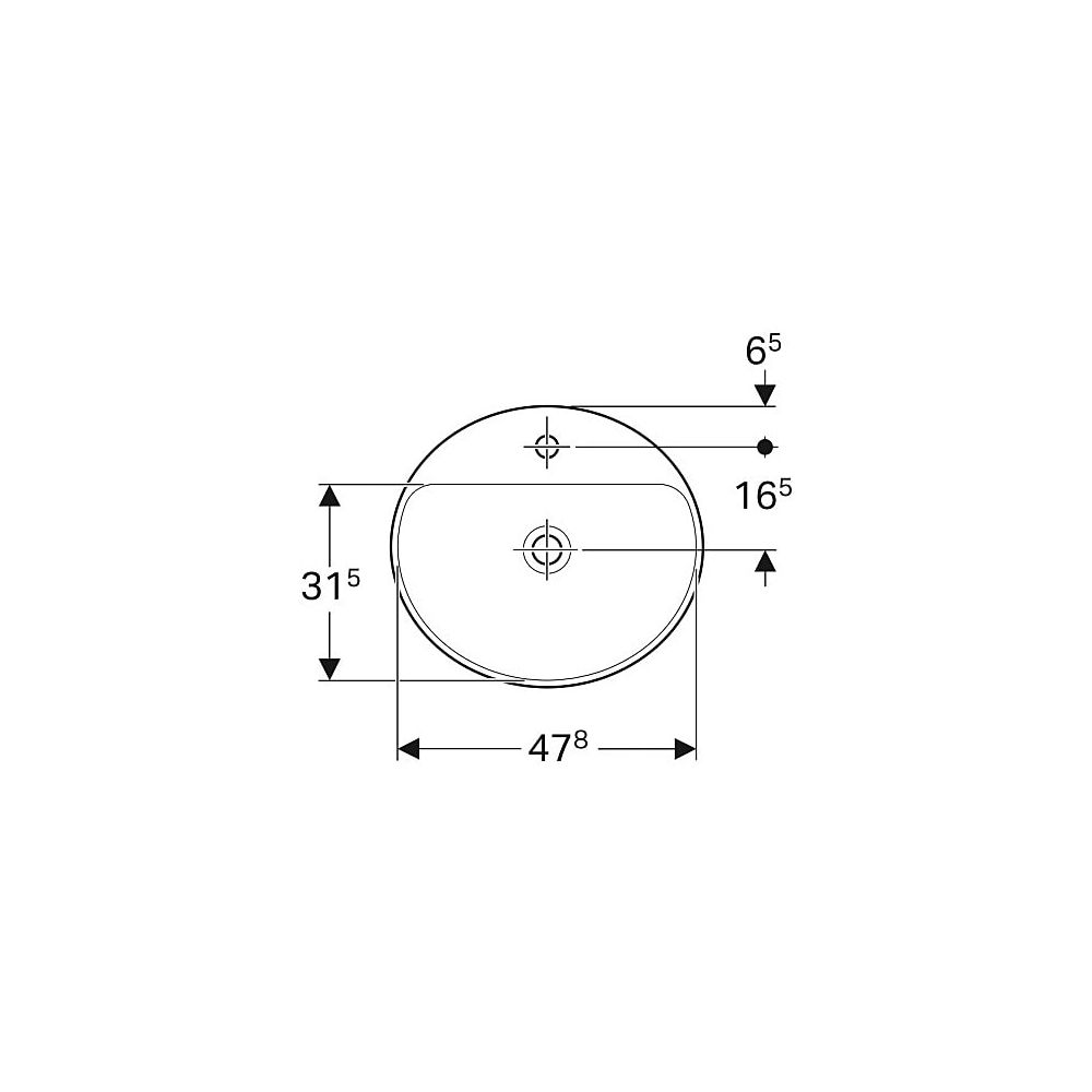 Geberit VariForm Einbauwaschtisch, oval, mit Hahnlochbank, Breite 50cm, Tiefe 45cm, ... GEBERIT-500715012 4025416833925 (Abb. 4)