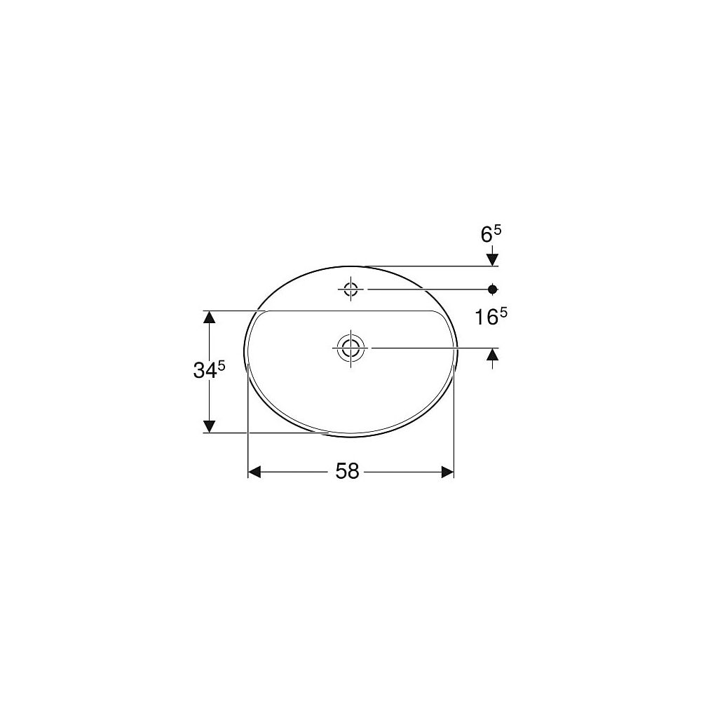Geberit VariForm Einbauwaschtisch, oval mit Hahnlochbank, Breite 60cm, Tiefe 48cm, o... GEBERIT-500727002 4025416302377 (Abb. 4)