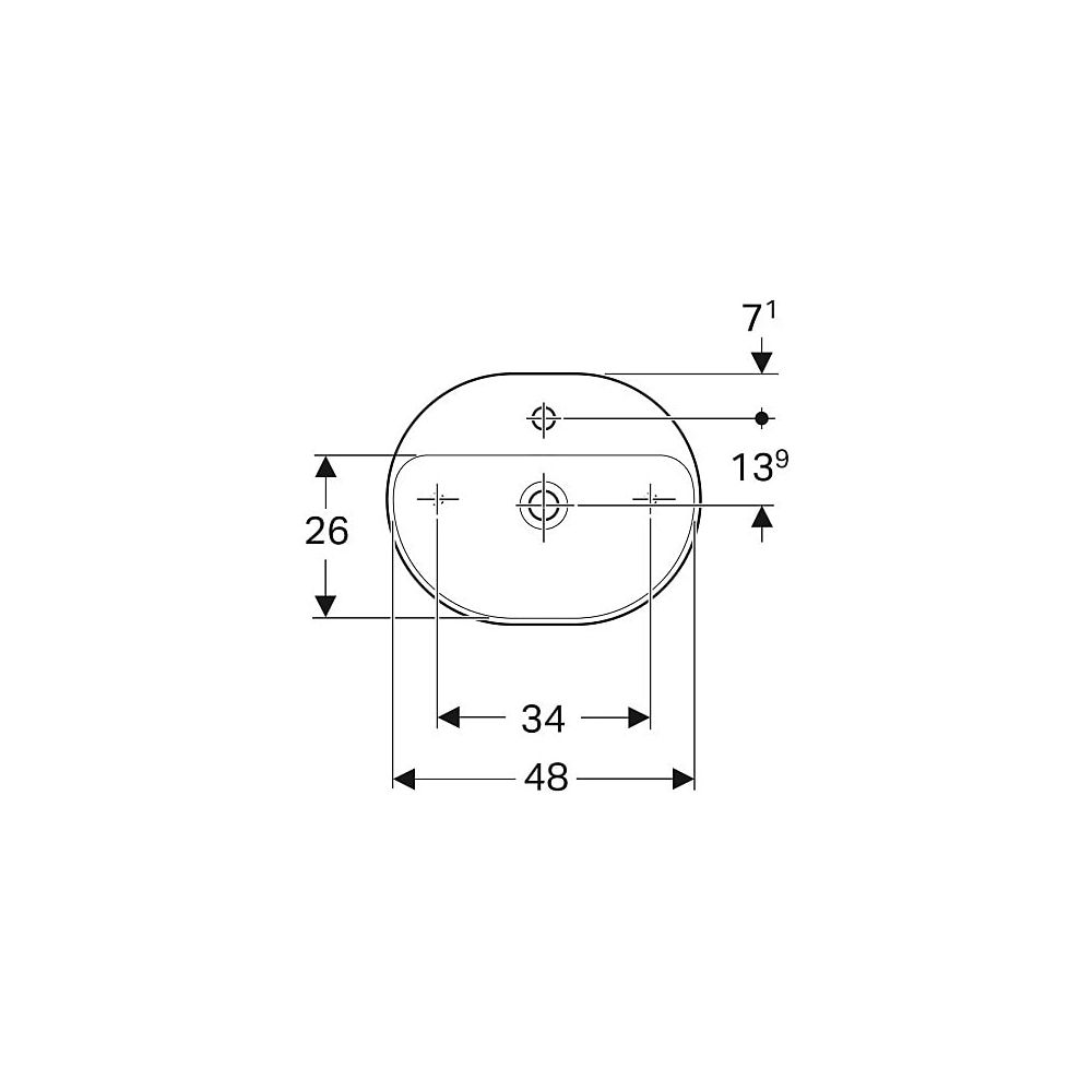 Geberit VariForm Aufsatzwaschtisch, elliptisch, Hahnlochbank, B 50cm T 40cm Hahnloch... GEBERIT-500776002 4025416303084 (Abb. 4)
