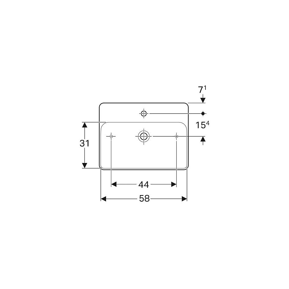 Geberit VariForm Aufsatzwaschtisch rechteckig, Hahnlochbank, B 60cm T 45cm Hahnloch ... GEBERIT-500781002 4025416303152 (Abb. 4)