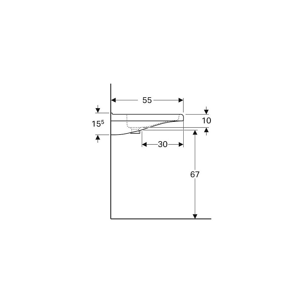 Geberit Renova Comfort Square Waschtisch barrierefrei, Breite 75cm, Tiefe 55cm, ohne... GEBERIT-128576000 4022009351569 (Abb. 6)